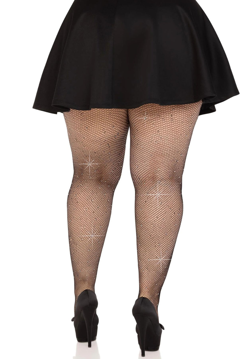 Leg Avenue (США) Колготки Leg Avenue Rhinestone micro net tights Plus size Black, дрібна сітка, стрази