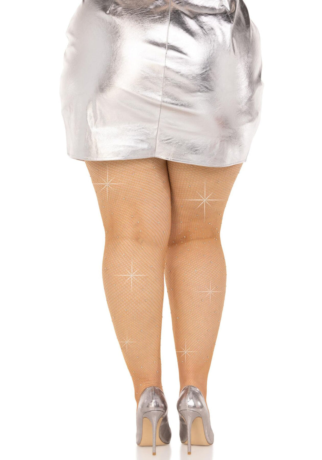 Leg Avenue (США) Колготки Leg Avenue Rhinestone micro net tights Plus size Caramel, дрібна сітка, стрази