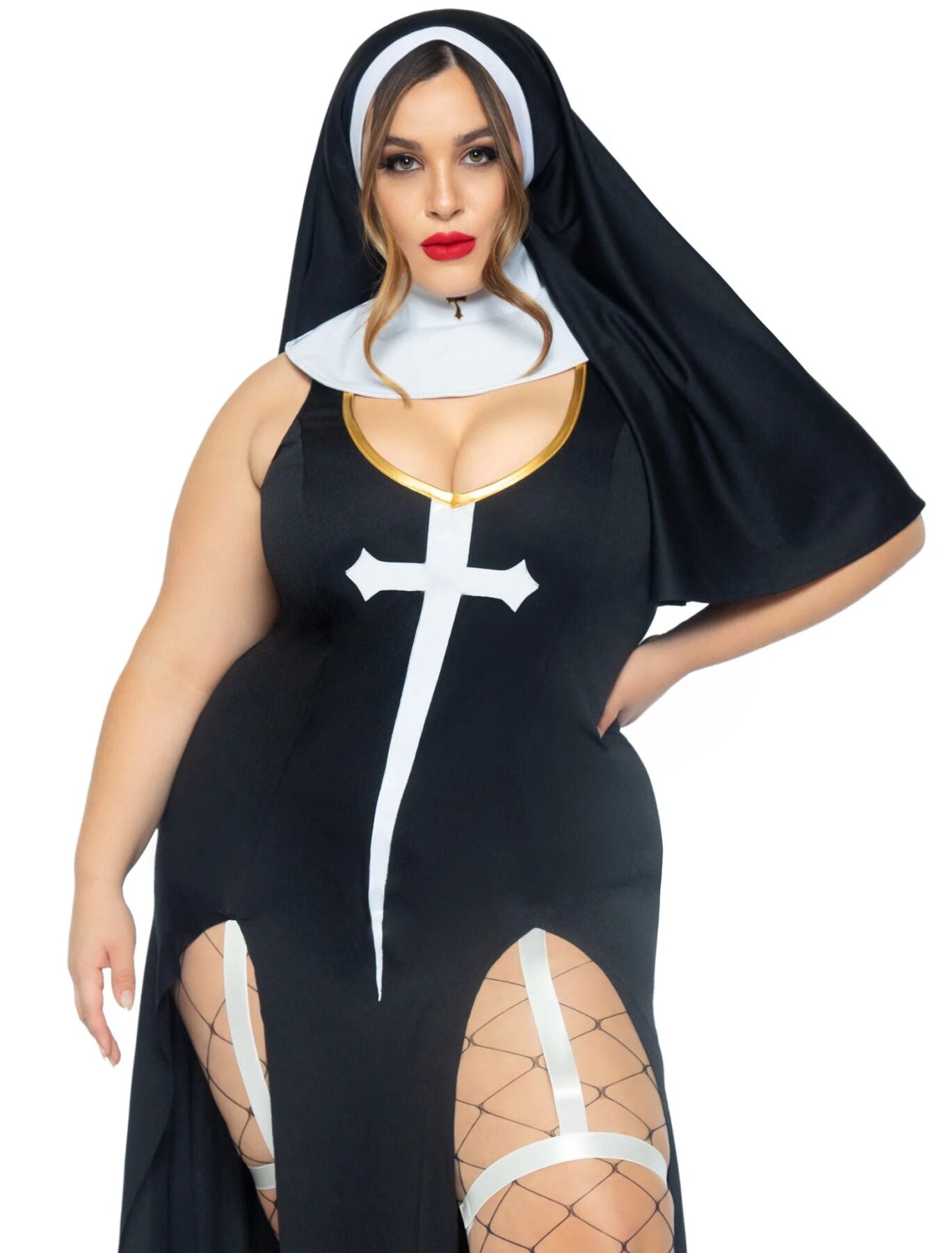 Leg Avenue (США) Костюм монашки-грішниці Leg Avenue Sultry Sinner 1X-2X, сукня, головний убір, комір