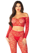 Leg Avenue (США) Комплект топ і легінси Leg Avenue Off The Shoulder, One Size, Red, довгий рукав