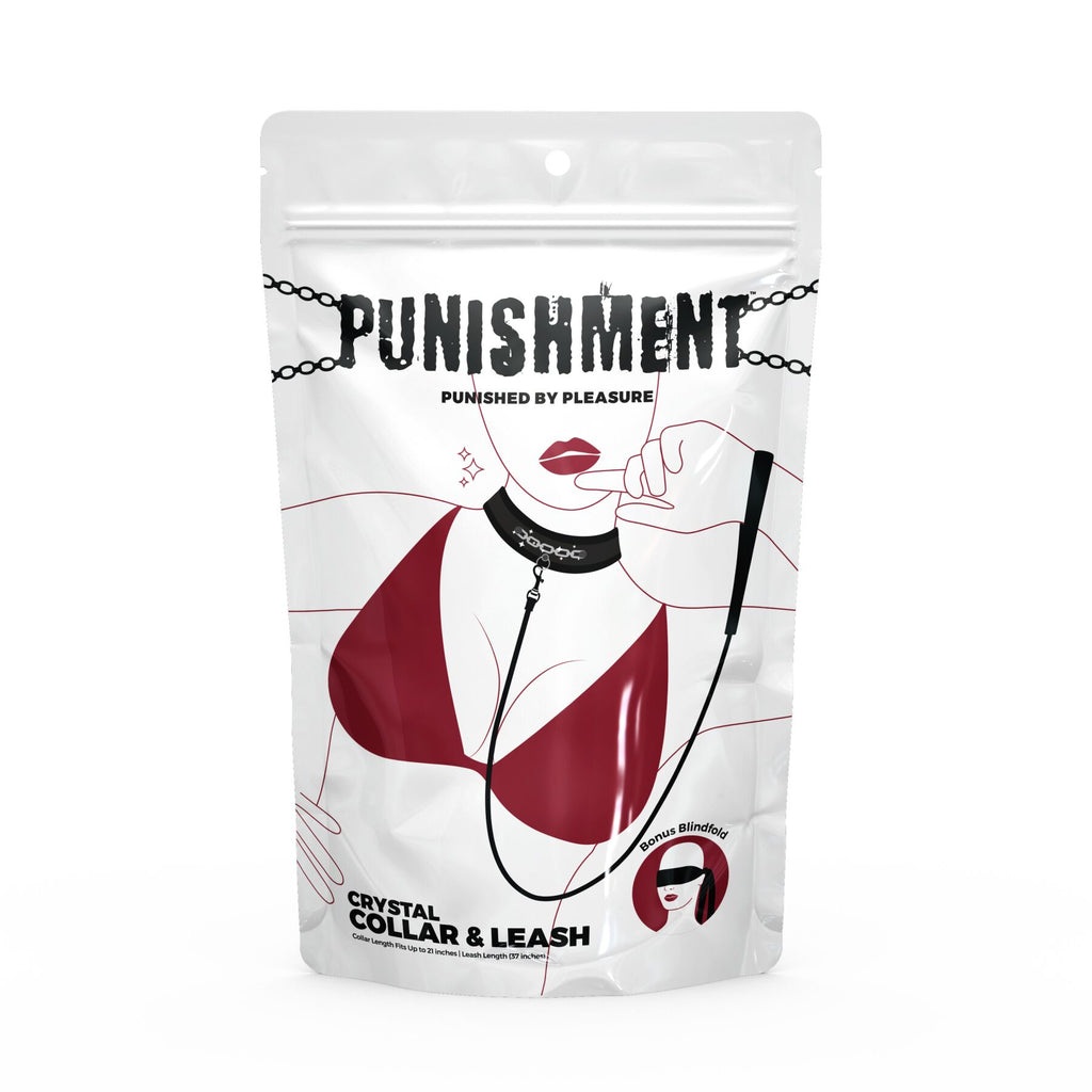 Punishment (Канада) Нашийник із повідцем Punishment - Crystal Collar & Leash - Black