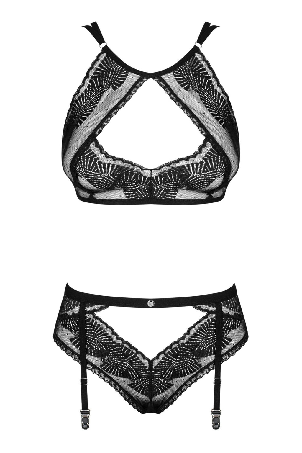 Obsessive (Польща) Комплект Obsessive Allastia 2-pcs set black S/M, регульовані бретелі, багаторівнева застібка
