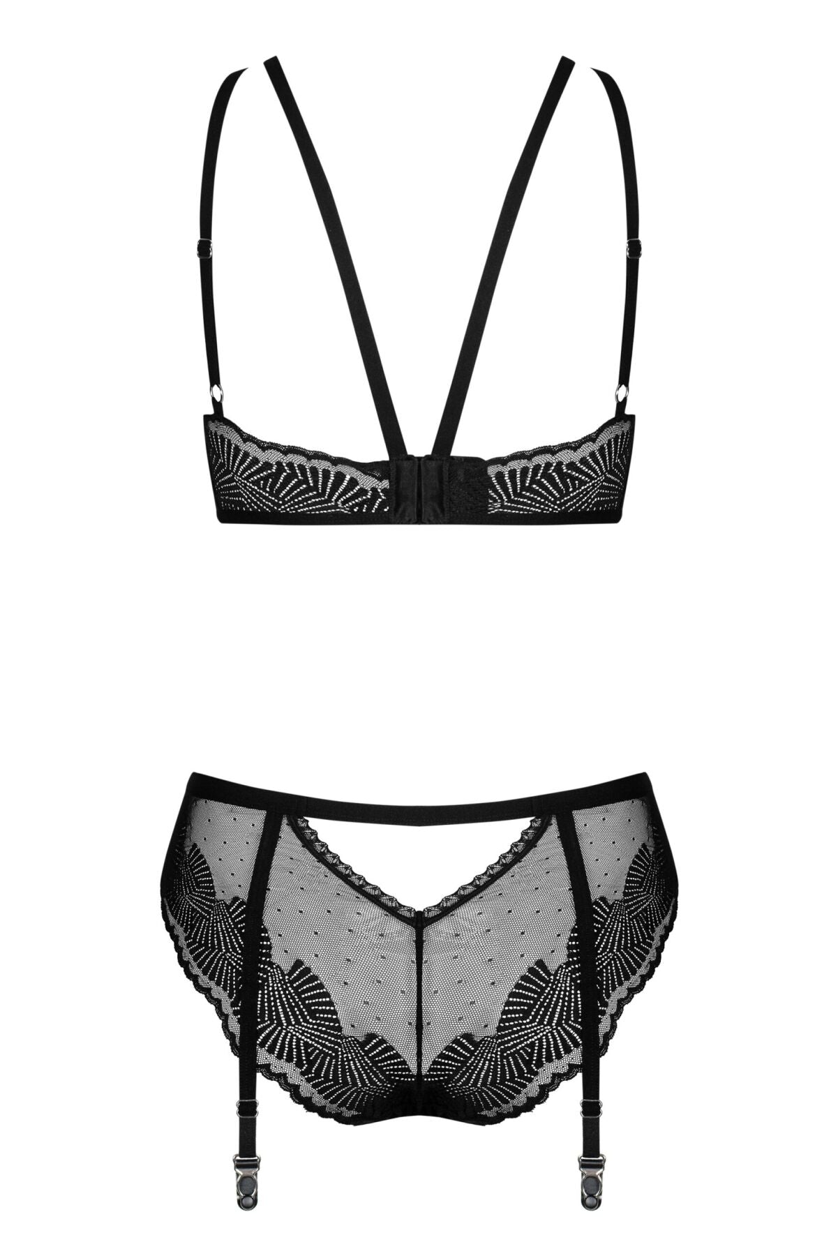 Obsessive (Польща) Комплект Obsessive Allastia 2-pcs set black S/M, регульовані бретелі, багаторівнева застібка