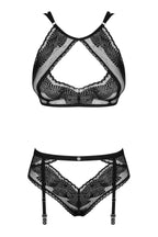 Комплект Obsessive Allastia 2-pcs set black L/XL, регульовані бретелі, багаторів