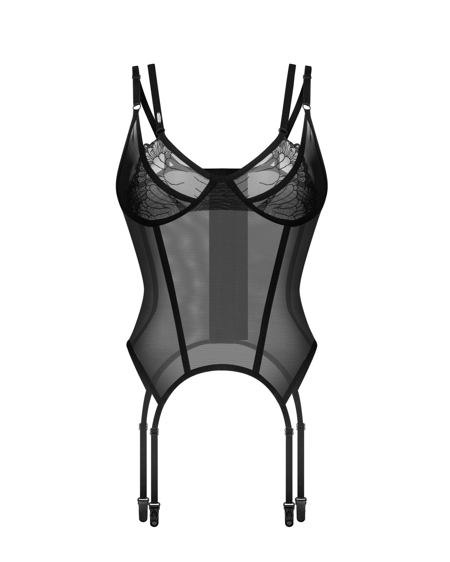 Obsessive (Польща) Корсет Obsessive Arrowel Black corset S/M, з підв’язками для панчіх