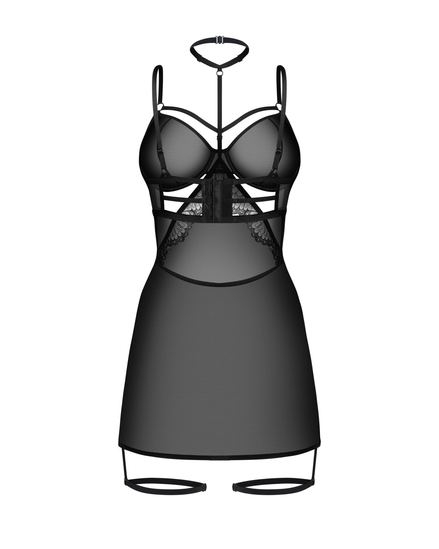 Obsessive (Польща) Бебі-дол Obsessive Arrowel Black chemise S/M, з декоративним чокером та гартерами
