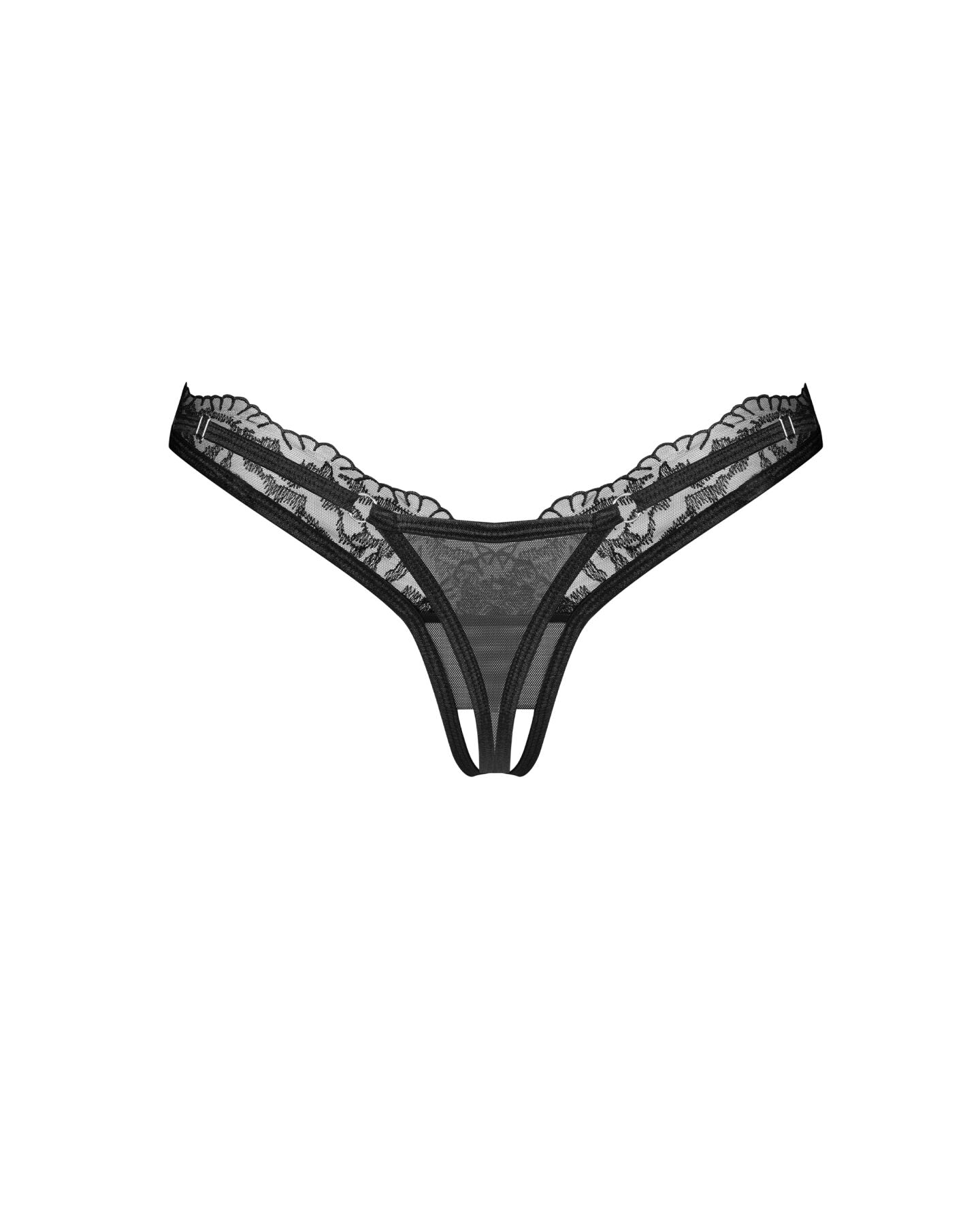 Obsessive (Польща) Трусики-стрінги з мереживом Obsessive Arrowel Black crotchless thong L/XL