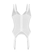 Корсет Obsessive Arrowel White corset S/M, з підв’язками для панчіх