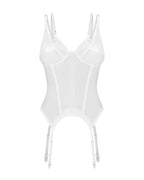 Корсет Obsessive Arrowel White corset S/M, з підв’язками для панчіх
