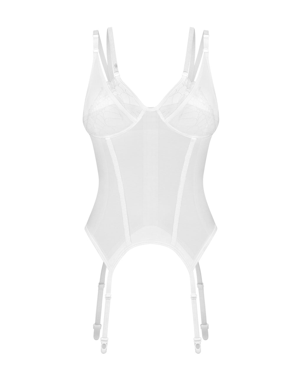Obsessive (Польща) Корсет Obsessive Arrowel White corset L/XL, з підв’язками для панчіх