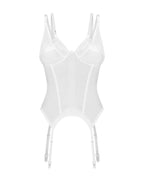 Корсет Obsessive Arrowel White corset 2XL/3XL, з підв’язками для панчіх