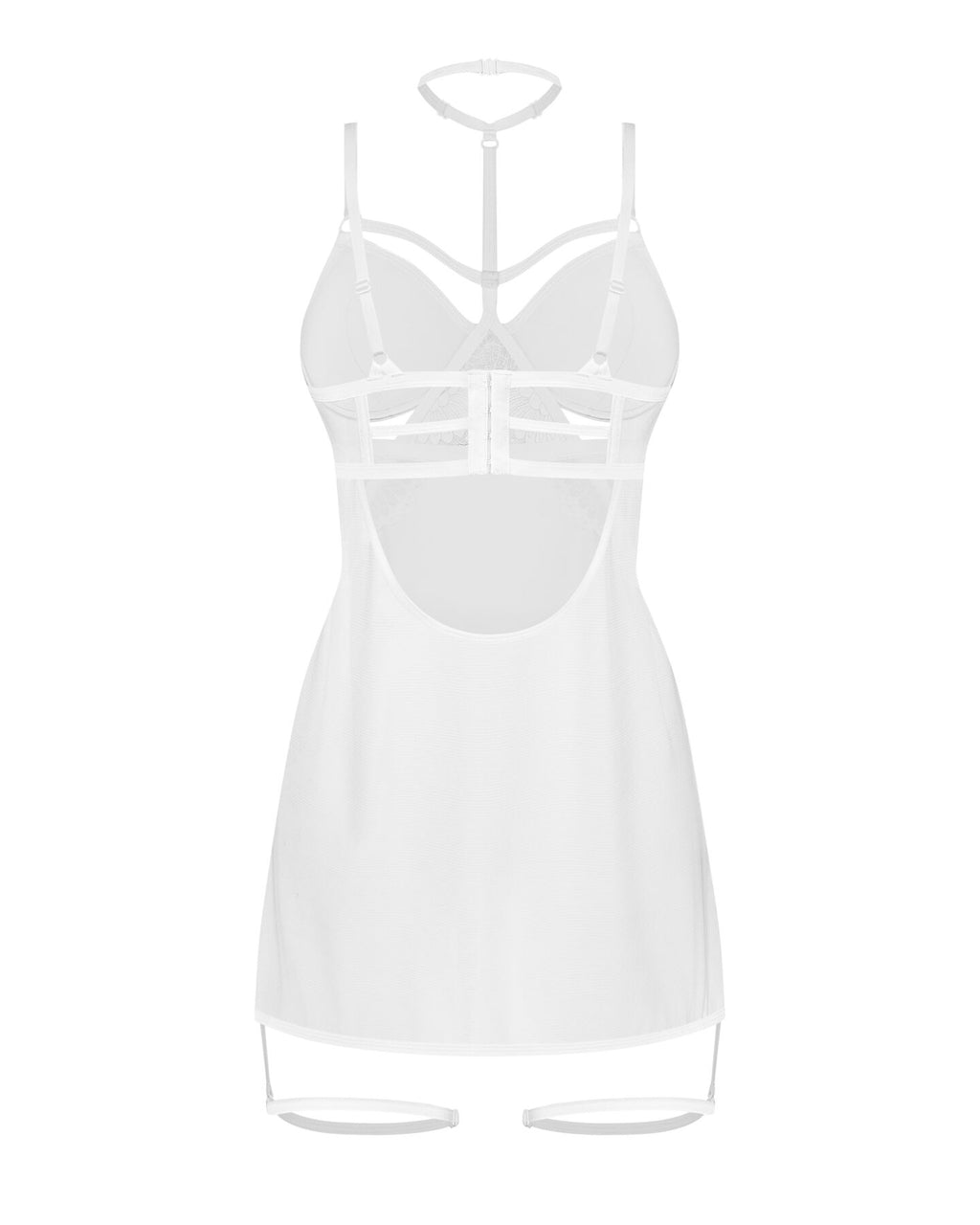 Obsessive (Польща) Бебі-дол Obsessive Arrowel White chemise L/XL, з декоративним чокером та гартерами
