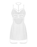 Бебі-дол Obsessive Arrowel White chemise L/XL, з декоративним чокером та гартера