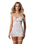 Obsessive (Польща) Бебі-дол Obsessive Arrowel White chemise L/XL, з декоративним чокером та гартерами