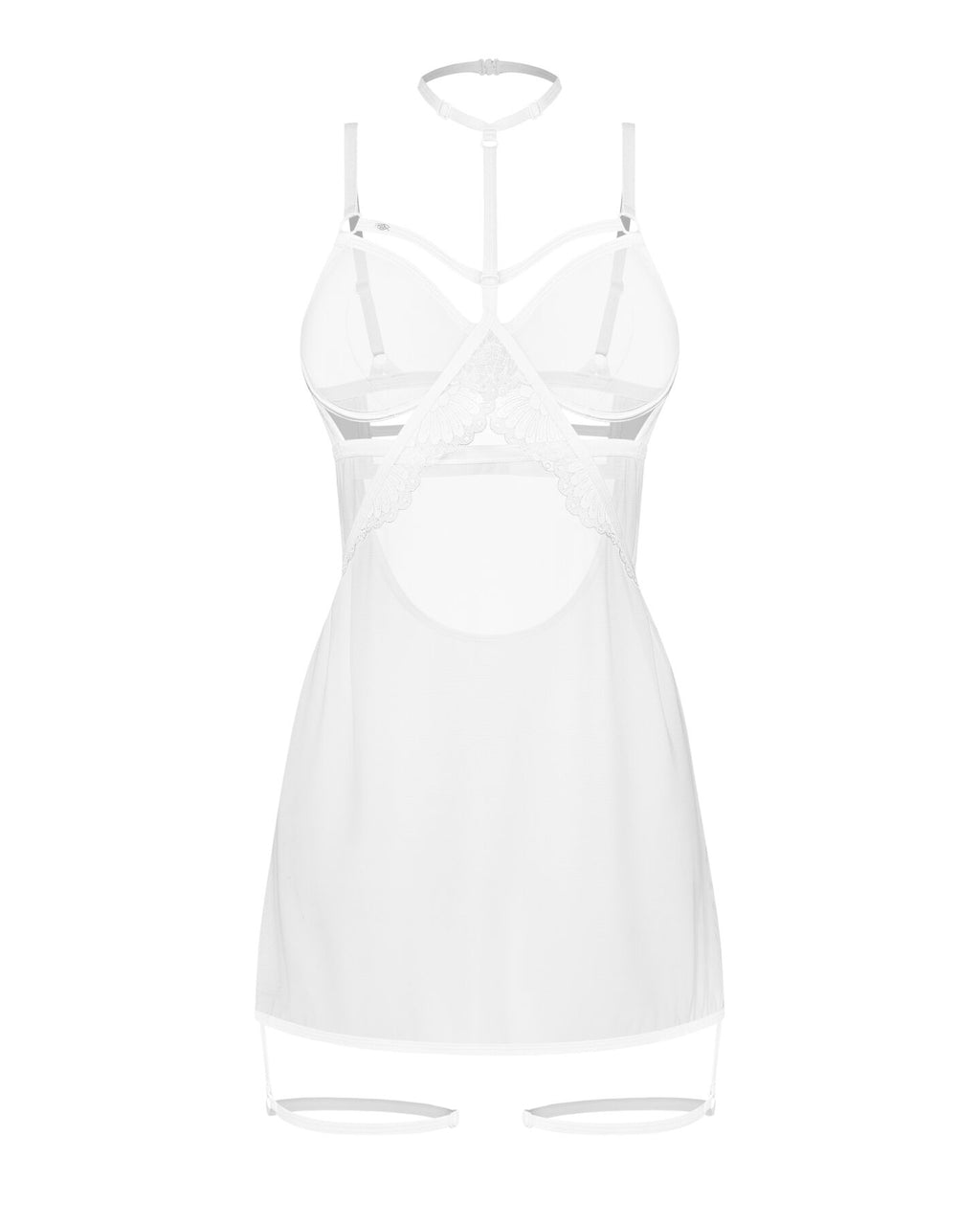 Obsessive (Польща) Бебі-дол Obsessive Arrowel White chemise L/XL, з декоративним чокером та гартерами
