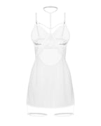 Бебі-дол Obsessive Arrowel White chemise L/XL, з декоративним чокером та гартера