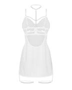 Бебі-дол Obsessive Arrowel White chemise 2XL/3XL, з декоративним чокером та гартерами