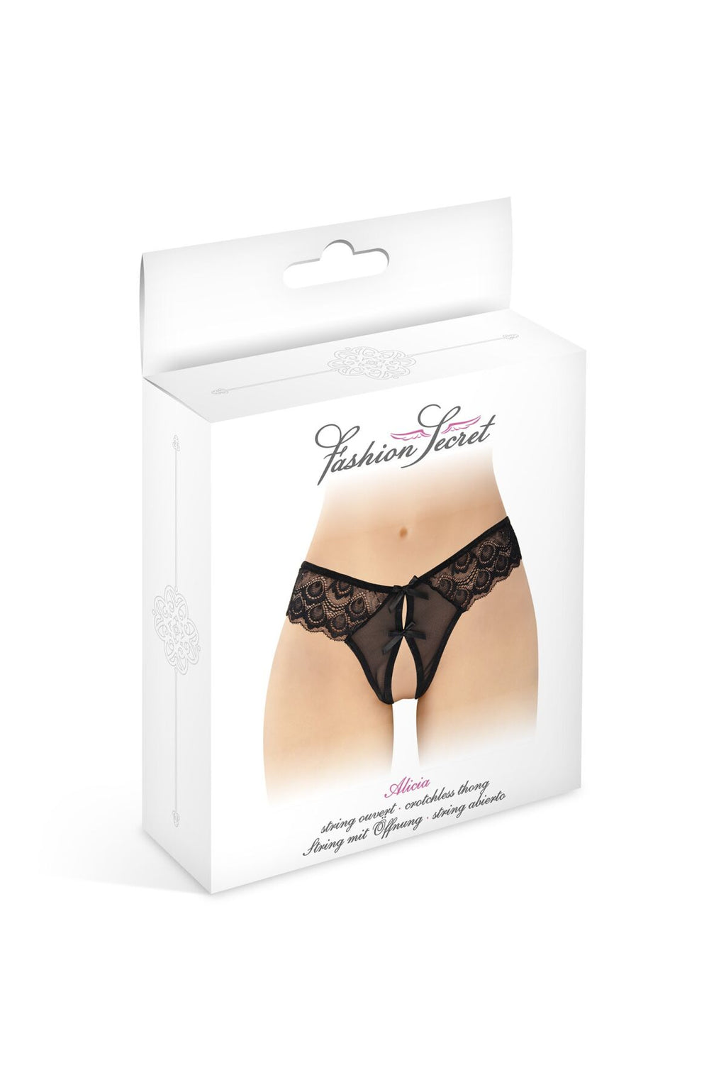 Fashion Secret (Франція) Трусики-стрінги з відкритим доступом Fashion Secret Alicia Black, з бантиком