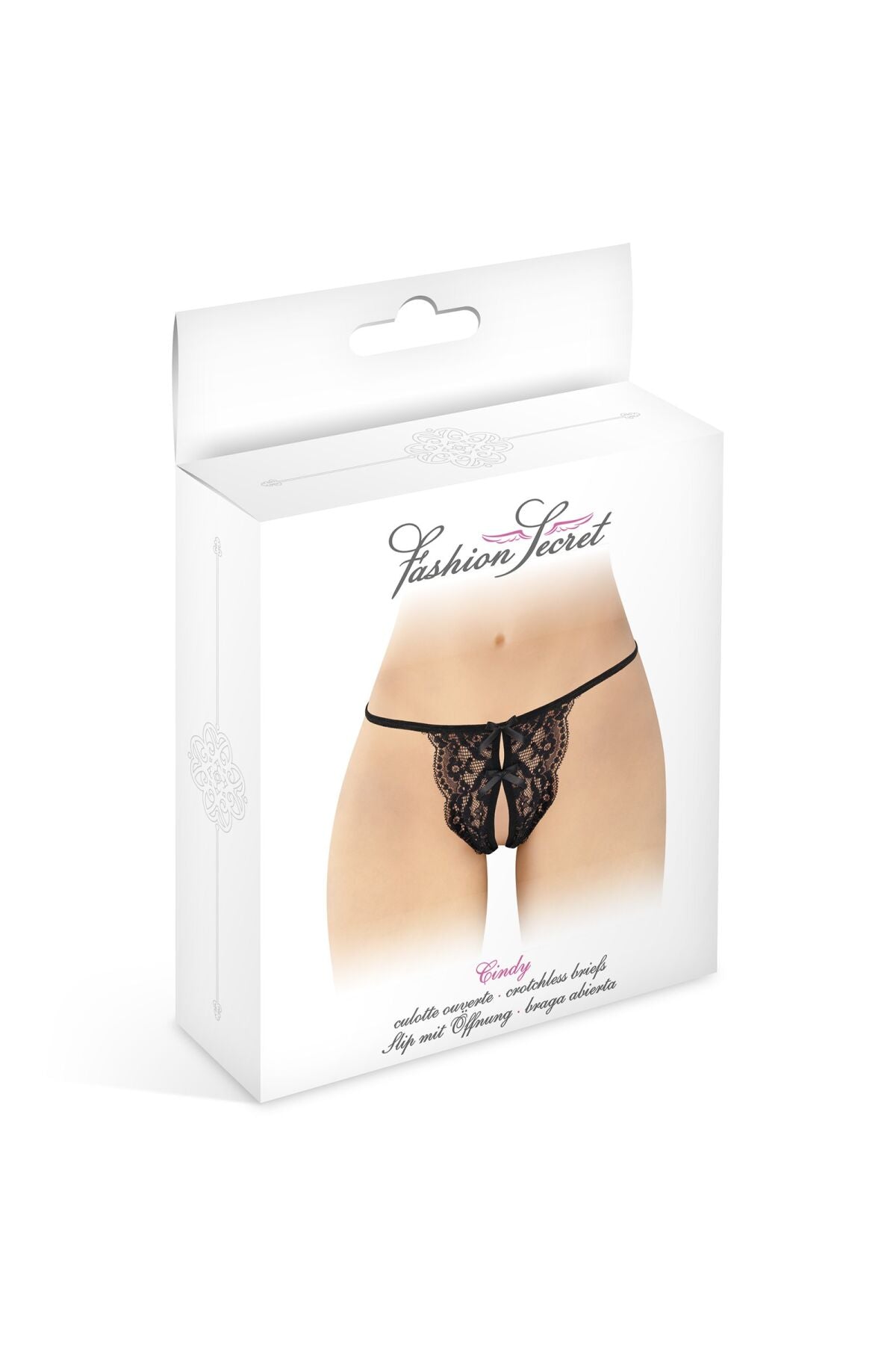 Fashion Secret (Франція) Трусики з відкритим доступом Fashion Secret Cindy Black, мереживо з бантиком