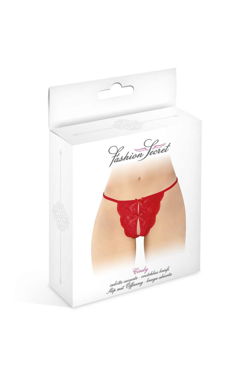 Fashion Secret (Франція) Трусики з відкритим доступом Fashion Secret Cindy Red, мереживо з бантиком