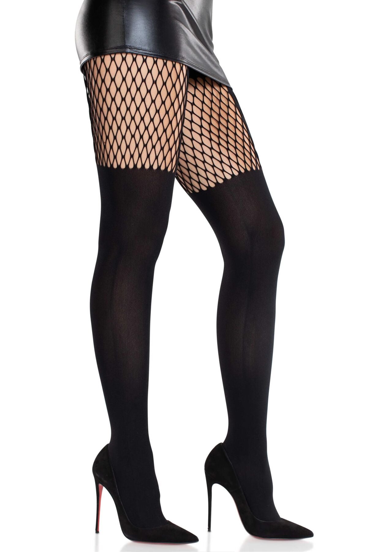Leg Avenue (США) Колготки Leg Avenue Garter Illusion Tights with Net Detail One Size Black
