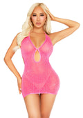 Leg Avenue (США) Сукня Leg Avenue Lurex Rhinestone Keyhole Halter Dress One Size Neon Pink