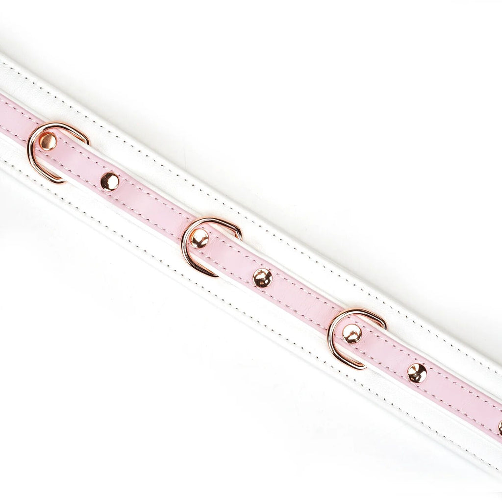Liebe Seele (Японія) Нашийник з повідцем Liebe Seele White & Pink Fairy Goat Leather Collar