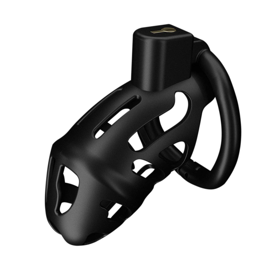 LOCKINK (Китай) Клітка для пеніса LOCKINK SEVANDA Plastic Penis Chastity Cage, чорна, 3 кільця різних розмірів