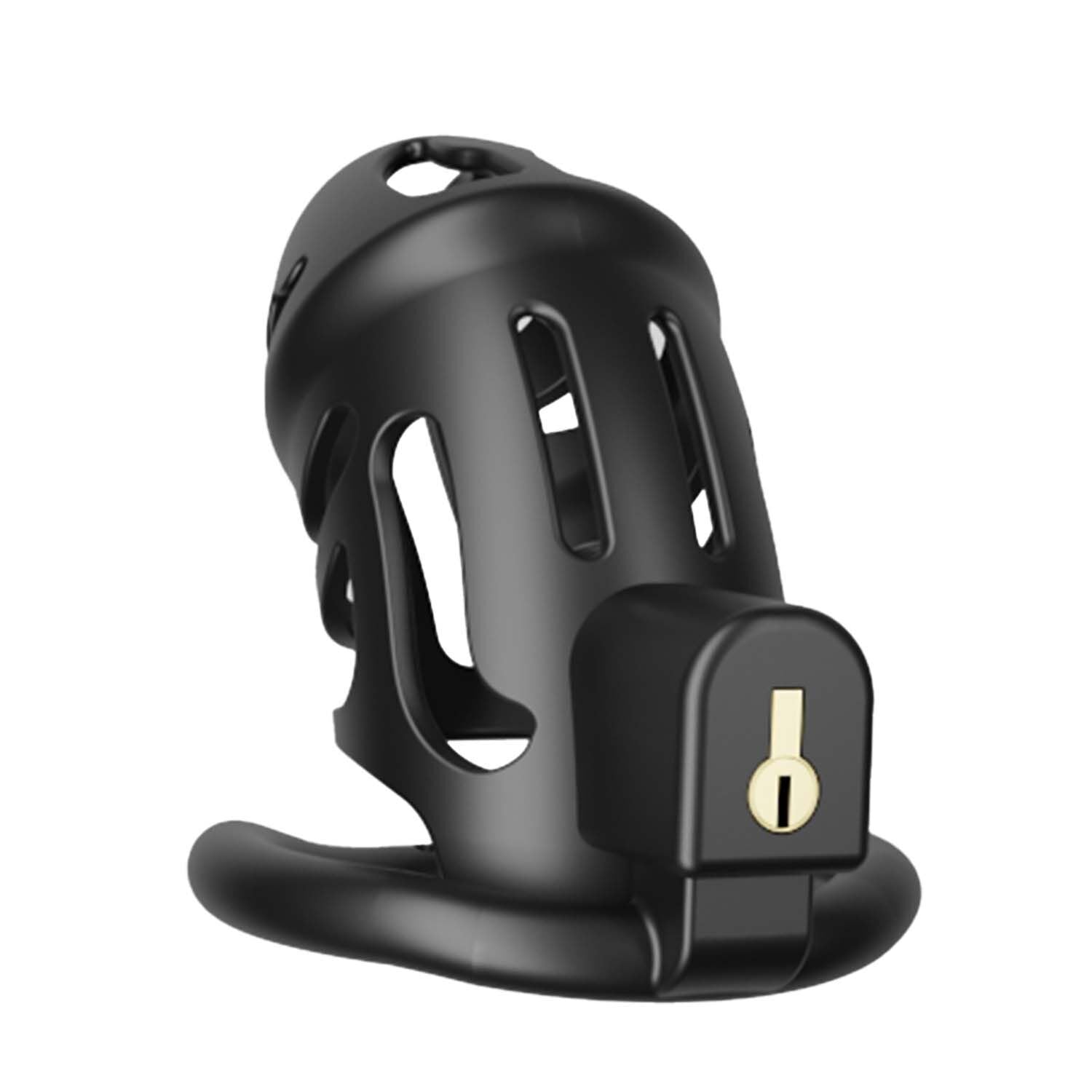 LOCKINK (Китай) Клітка для пеніса LOCKINK SEVANDA Plastic Penis Chastity Cage, чорна, 3 кільця різних розмірів