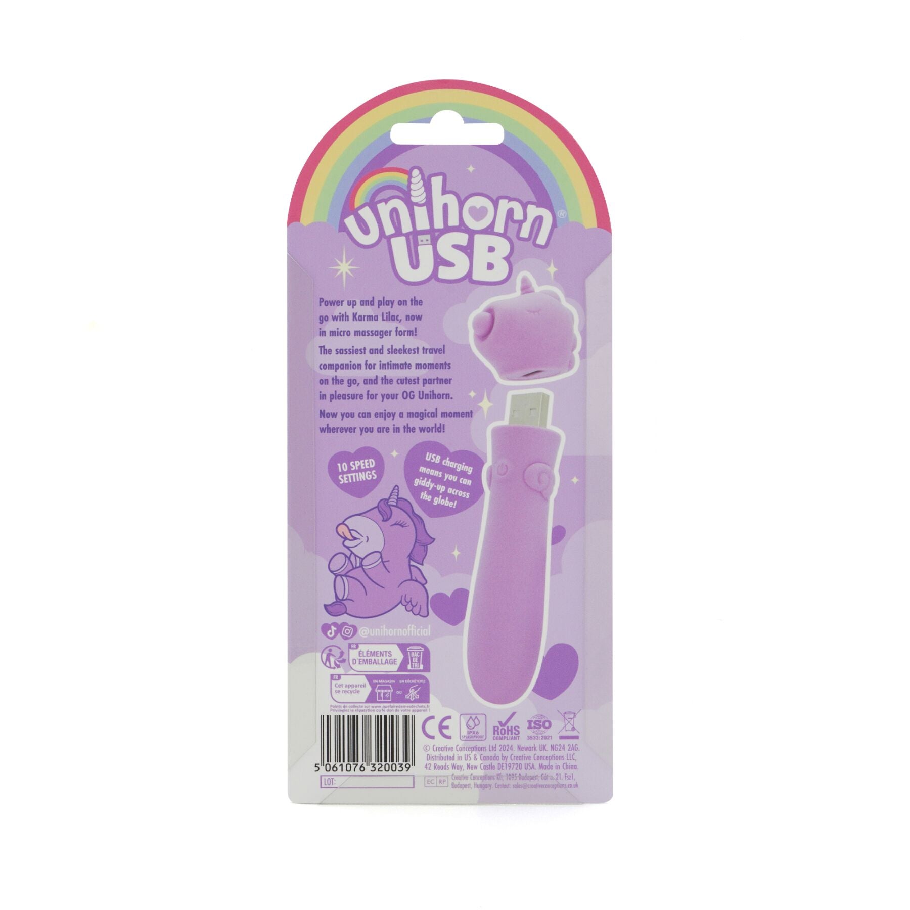 Вібратор-єдиноріжка Unihorn USB Bullet – Karma Lilac, віброкуля, USB-зарядка, 10 режимів