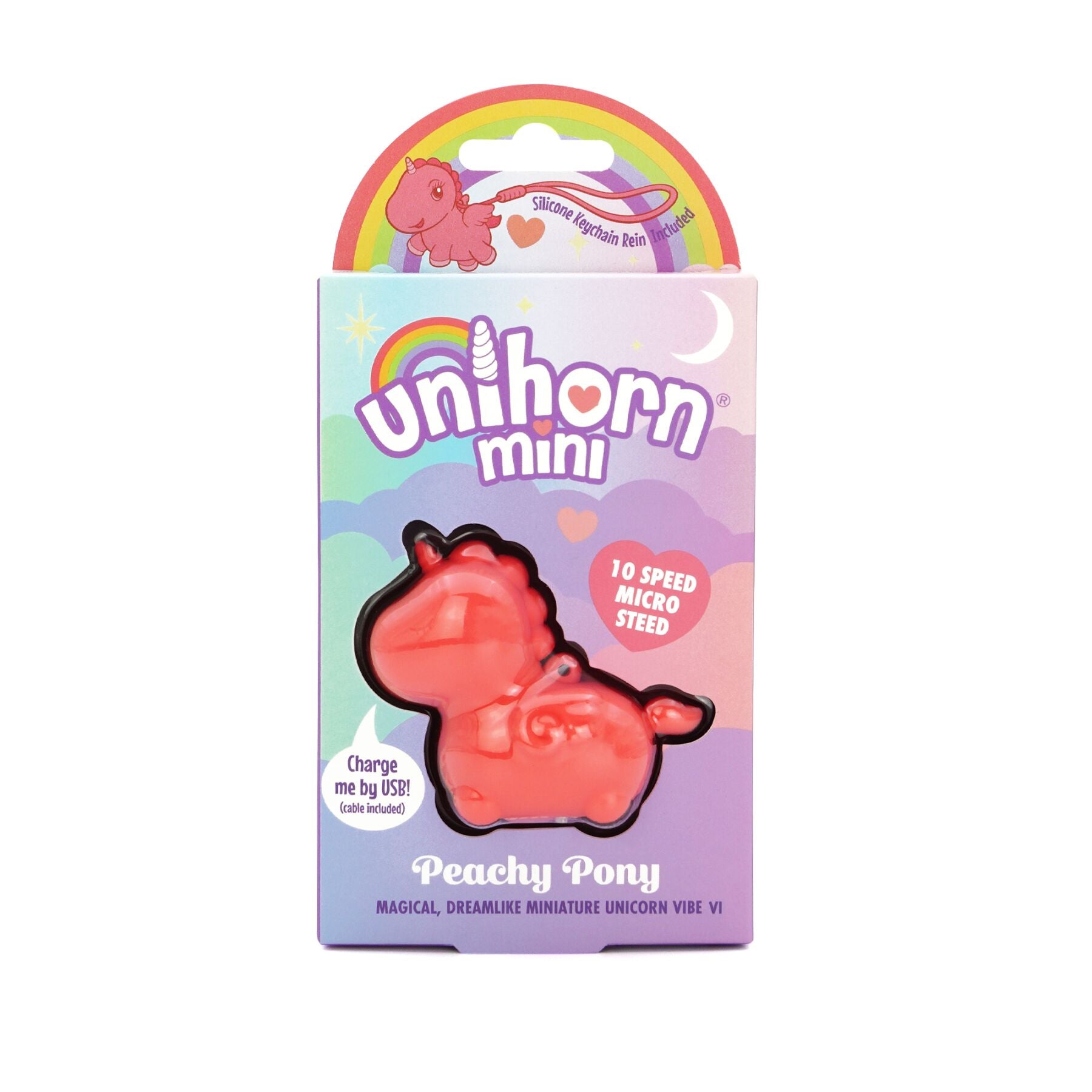 Вібратор-мінієдиноріжка Unihorn Mini – Peachy Pony, брелок з вібрацією, 10 режимів