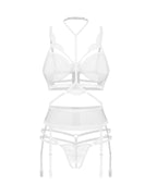Комплект Obsessive Premisis White 3-pcs crotchless set L/XL