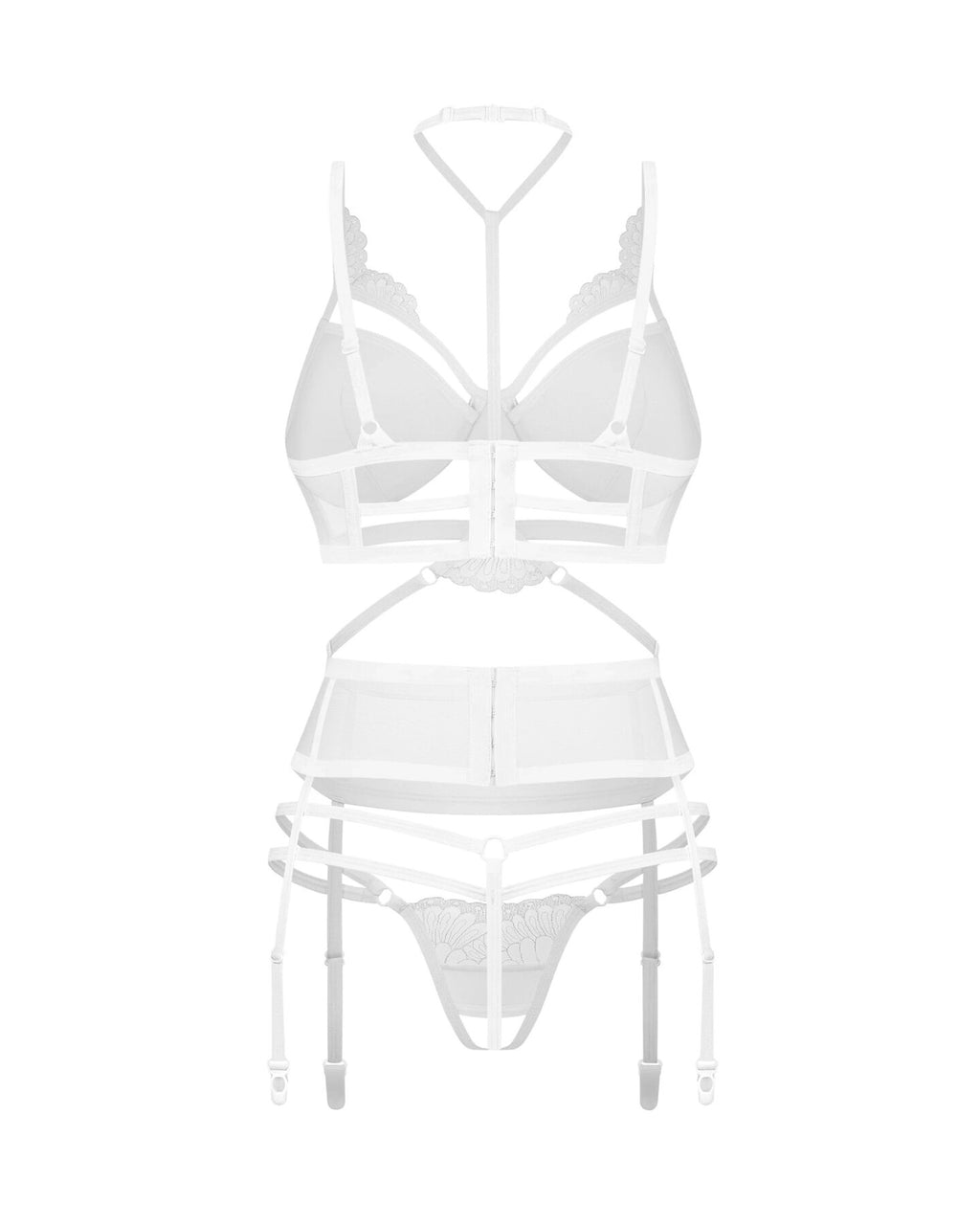 Obsessive (Польща) Комплект Obsessive Premisis White 3-pcs crotchless set L/XL