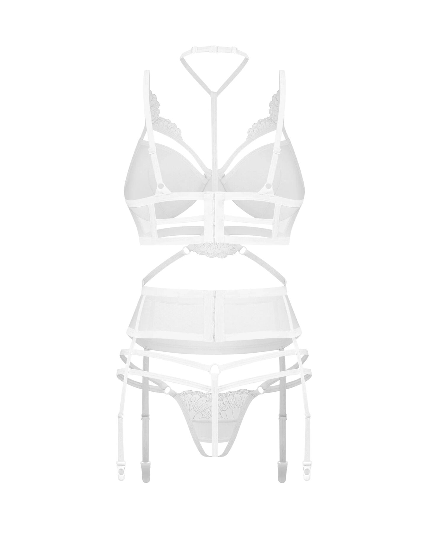 Obsessive (Польща) Комплект Obsessive Premisis White 3-pcs crotchless set L/XL
