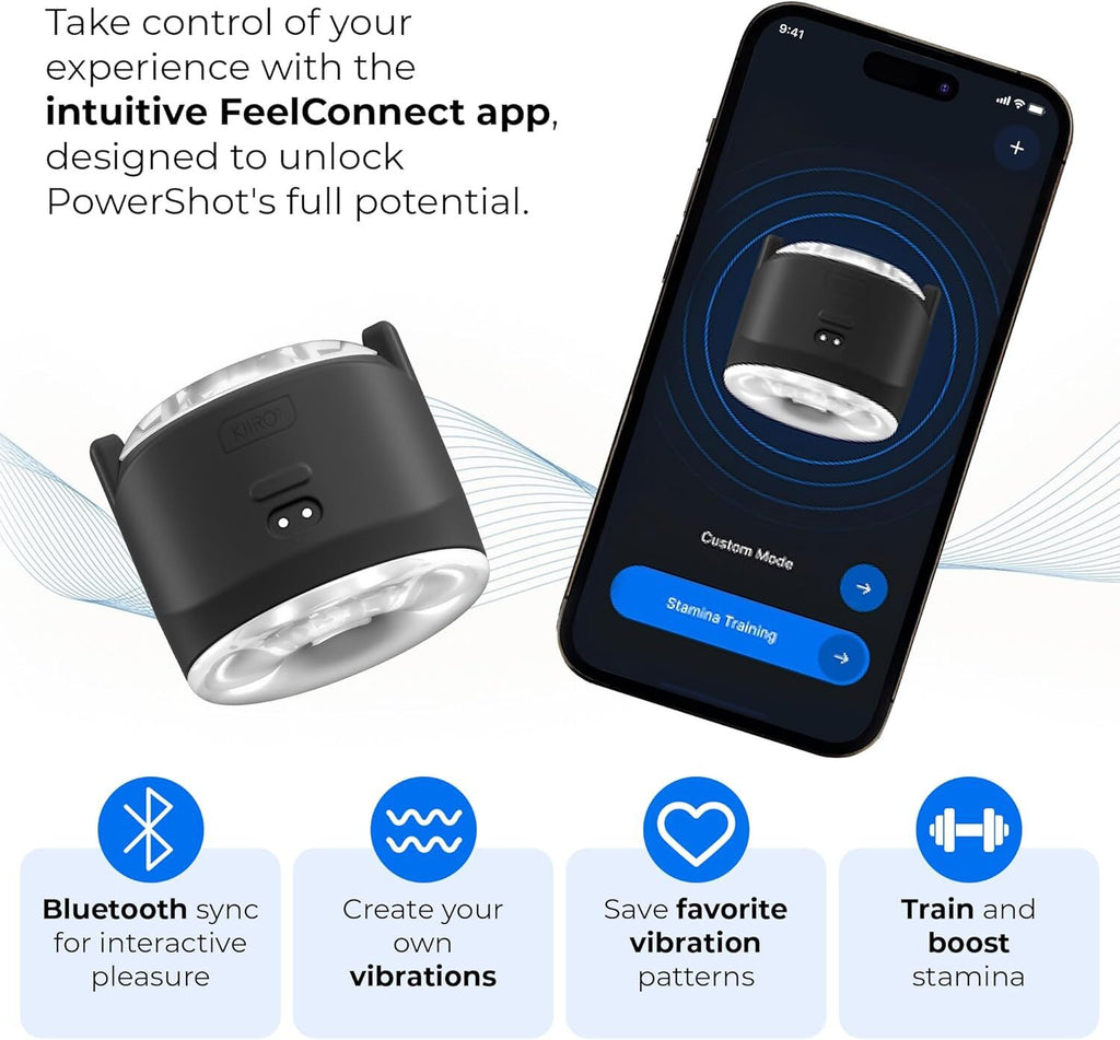 Kiiroo (Нідерланди) Інтерактивний мастурбатор 2в1 з вібрацією KIIROO PowerShot, компактний, 2 вібромотори