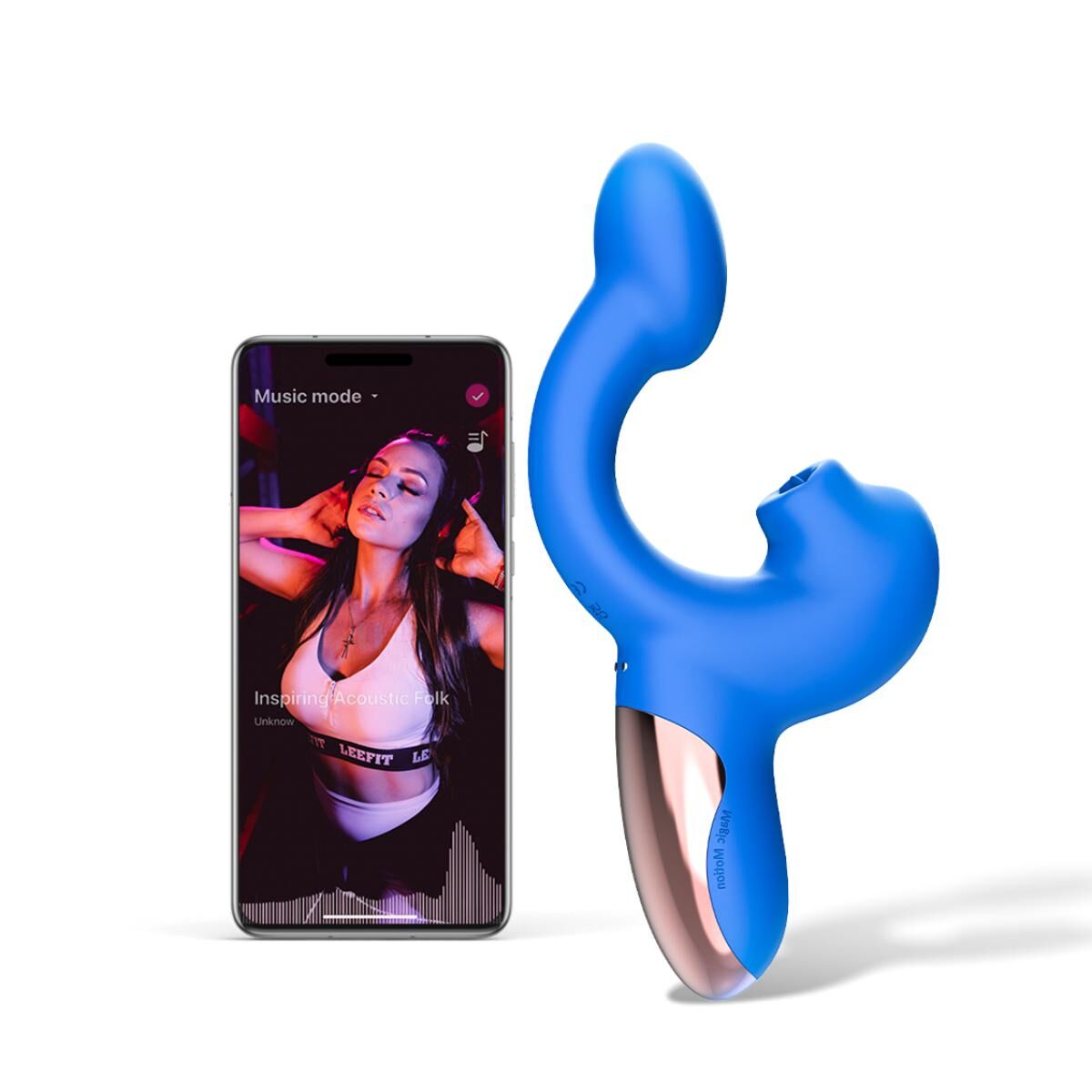 Смарт-вібратор Magic Motion Ponder Blue, подвійна стимуляція, віброяйце+язичок д