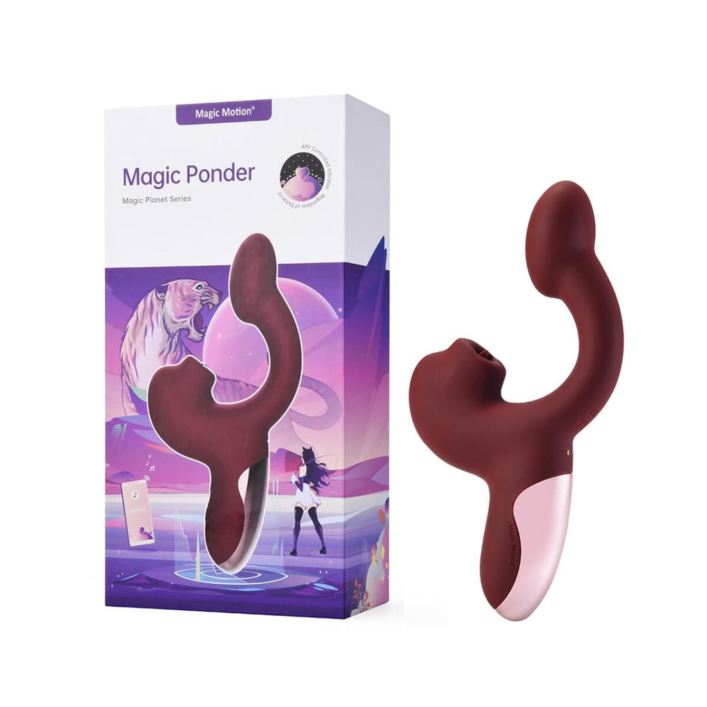 Смарт-вібратор Magic Motion Ponder Red, подвійна стимуляція, віброяйце+язичок дл