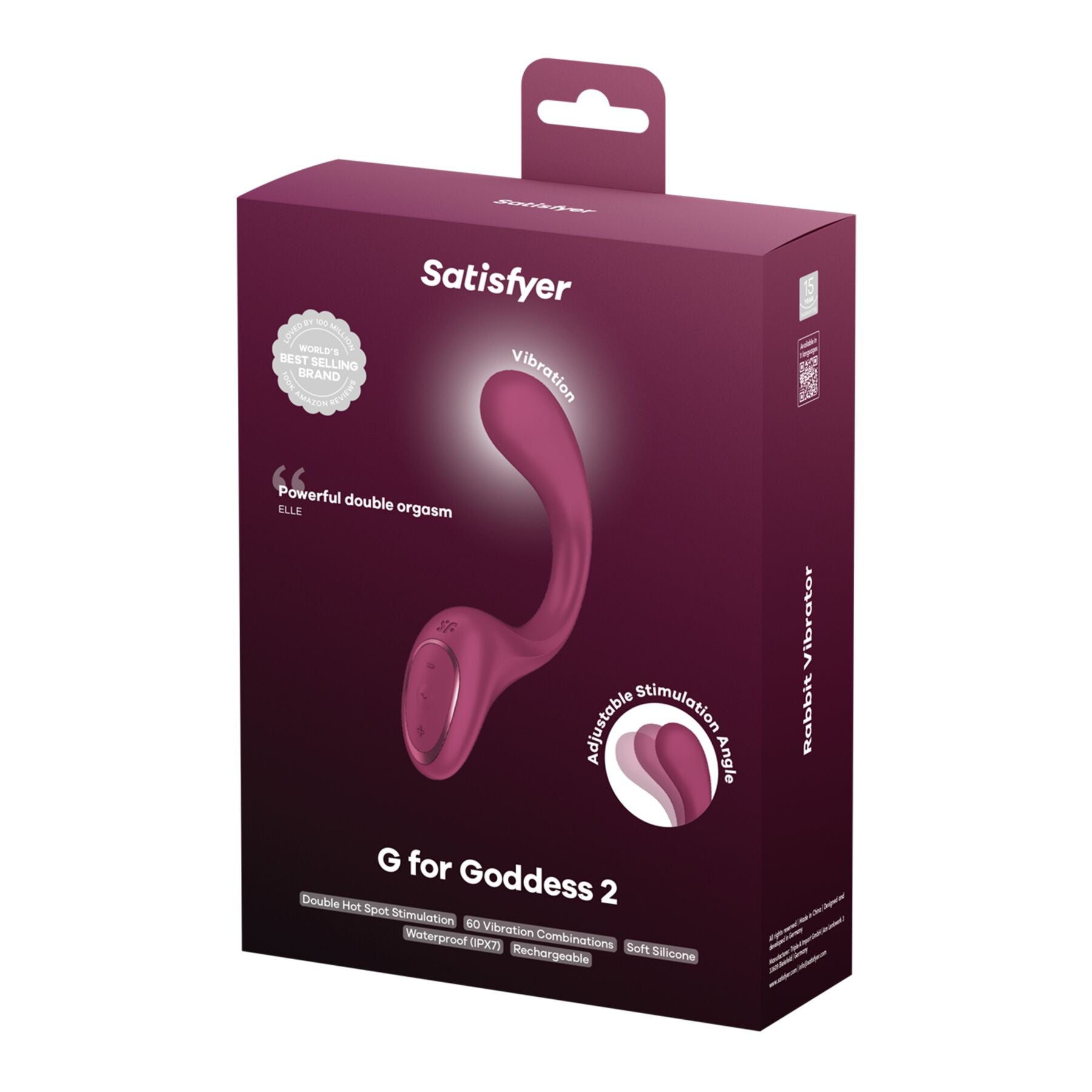 Вагінально-кліторальний вібратор Satisfyer G for Goddess 2 Wine Red, 2 мотори