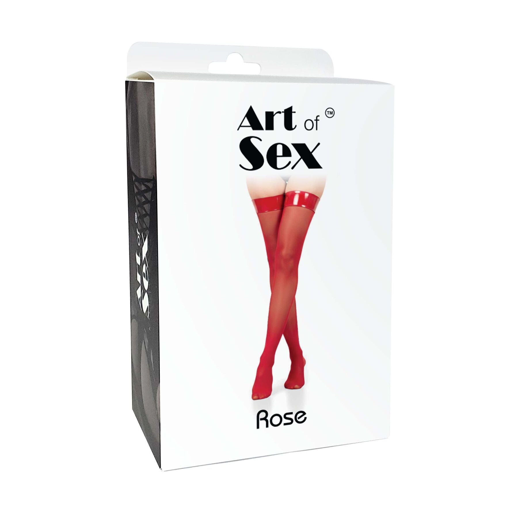 Art of Sex (Україна) Панчохи в дрібну сітку з коронкою Art of Sex - Rose, колір чорний з ефектом мокрого оксамиту, М