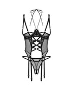 Корсет Obsessive Dominna cupless corset & crotchless thong S/M