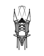 Корсет Obsessive Dominna cupless corset & crotchless thong