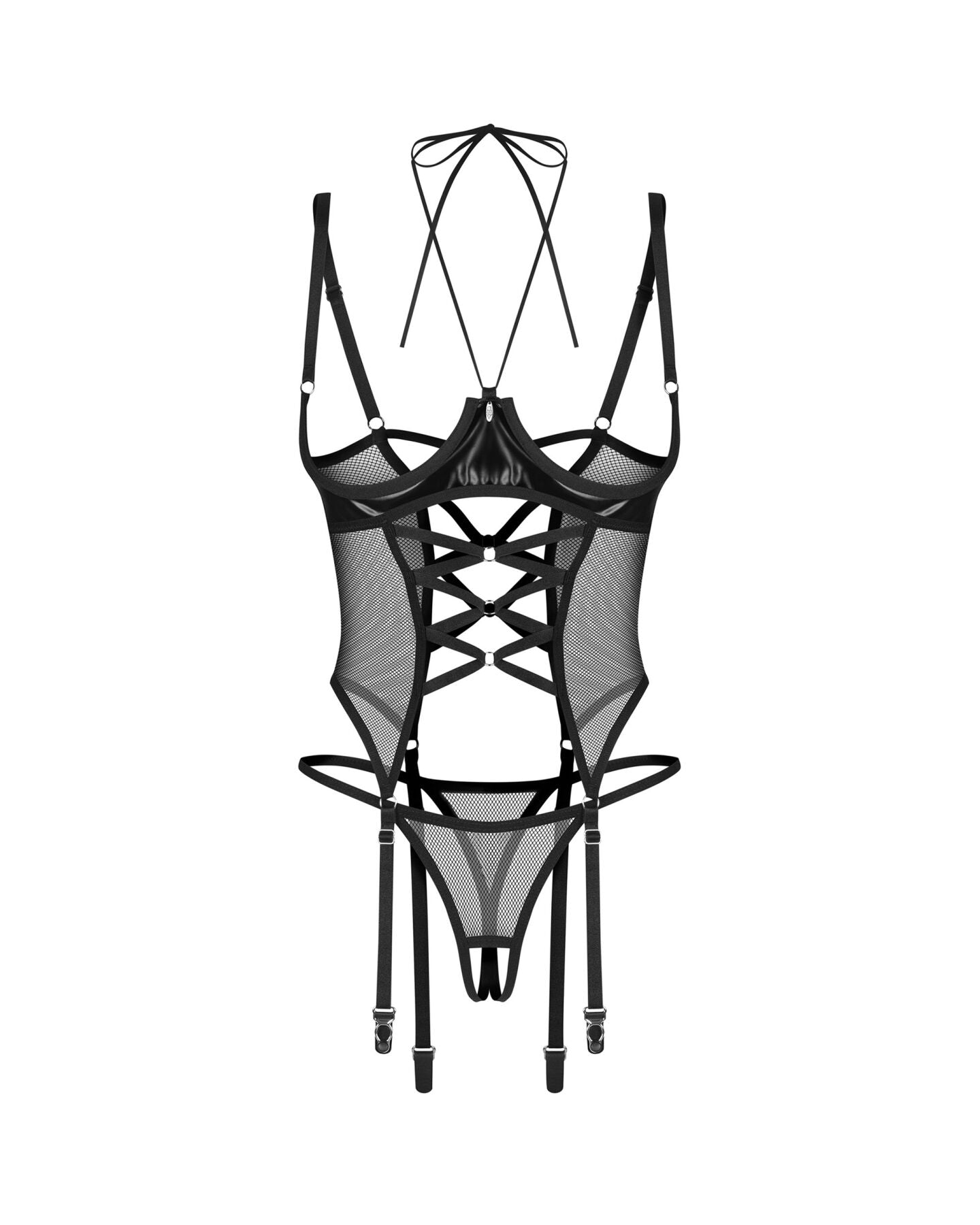 Obsessive (Польща) Корсет Obsessive Dominna cupless corset & crotchless thong 2XL/3X