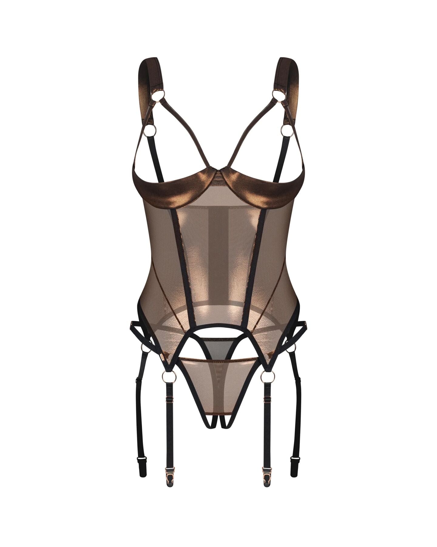 Obsessive (Польща) Корсет Obsessive Soranna cupless corset & crotchless thong 2XL/3XL