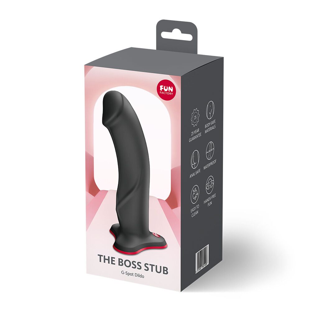 Фалоімітатор Fun Factory THE BOSS STUB Black, реалістична текстура, довжина 17,9 см, діаметр 4,1см