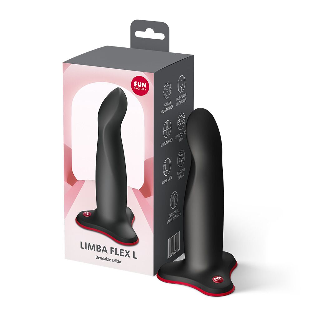 Фалоімітатор Fun Factory LIMBA FLEX L Black, гнучкий, з ефектом пам’яті, підходи