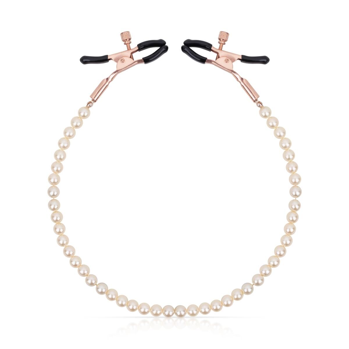 Rosy Gold (Нідерланди) Затискачі для сосків з перлинним ланцюжком Rosy Gold - Nipple Clamps Pearls