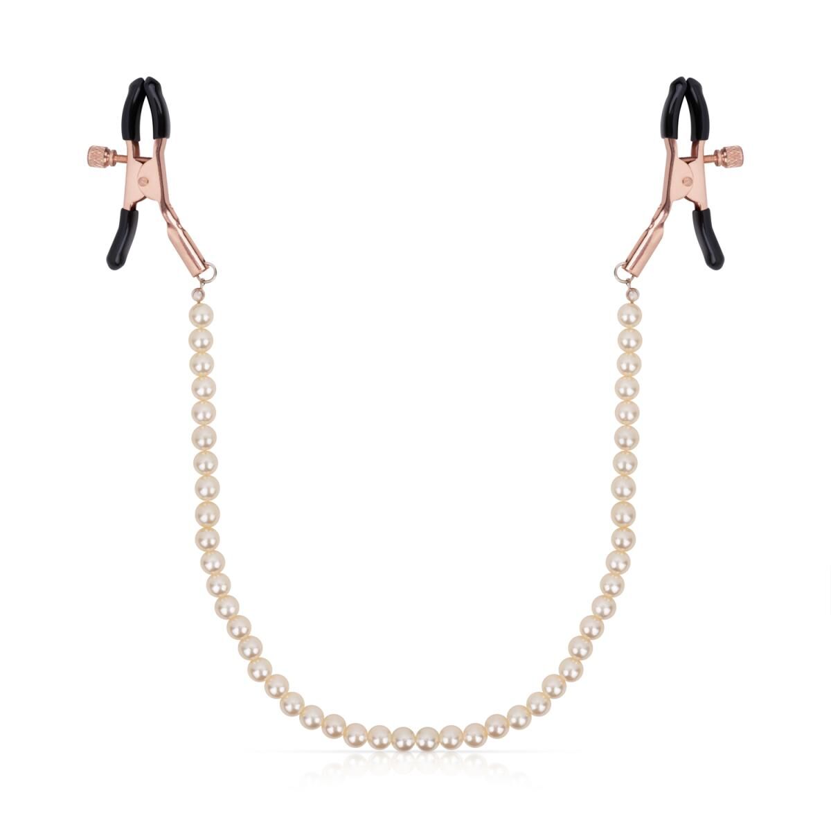 Rosy Gold (Нідерланди) Затискачі для сосків з перлинним ланцюжком Rosy Gold - Nipple Clamps Pearls