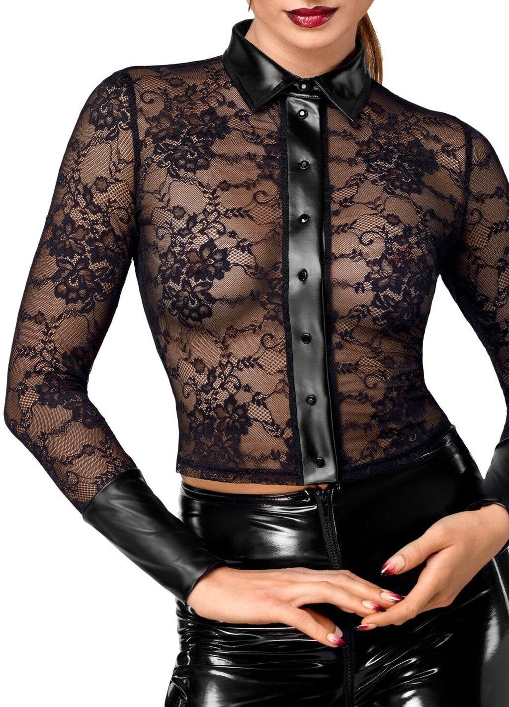 Noir Handmade (Польща) Блуза Noir Handmade F377 Noirelle Lace Button-up Shirt XL