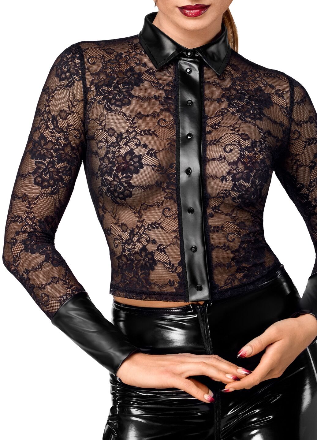 Noir Handmade (Польща) Блуза Noir Handmade F377 Noirelle Lace Button-up Shirt XL
