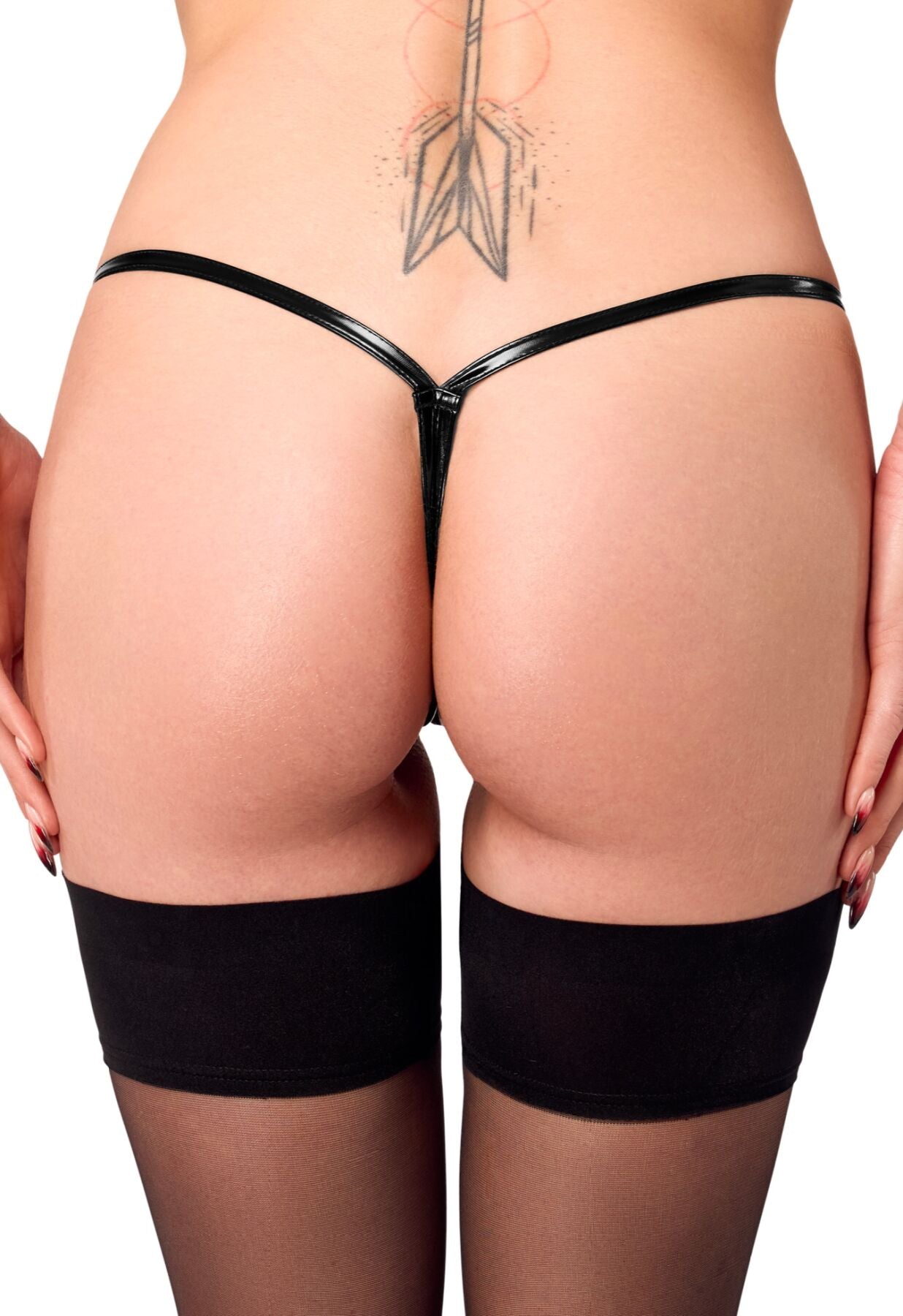 Noir Handmade (Польща) Трусики Noir Handmade P014 Dominae PVC panty with silver clasp S